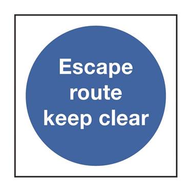 Picture of Escape Route Keep Clear Sign